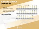 Ljetna akcija 2+1 gratis za Toboom stomatološka svrdla. Prikazani su različiti oblici instrumenata. Cijena 50 eura za 15 komada.